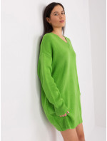 Tmavě zelené pletené šaty s výstřihem