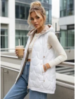 Dámská prošívaná vesta s kapucí GLITZY bílá FashionStreet TY5614