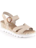 Pohodlné béžové sandály na platformě s podpatky Rieker W RKR595 Pohodlné béžové sandály na platformě s podpatky Rieker W RKR595