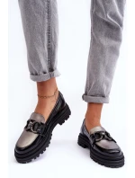 Dámské kůže Loafersy na plochém podpatku černé Elkiza Dámské kůže Loafersy na plochém podpatku černé Elkiza