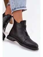 Kožené vyhřívané dámské kotníkové boty D&A MK52-026 Černé
