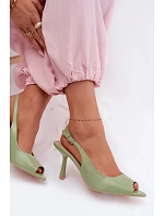 Dámské sandály na podpatku Zelené Sevina