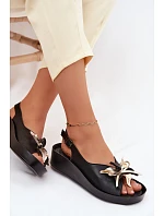 Kožené dámské sandály s ozdobou S.Barski KV61-6045 Černé