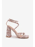 Módní sandály na podpatku béžové zebra Josette Módní sandály na podpatku béžové zebra Josette