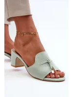 Dámské pantofle s eko semišovými vysokými podpatky, mátová Jemenna Dámské pantofle s eko semišovými vysokými podpatky, mátová Jemenna