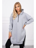 Zateplená mikina s bočními rozparky šedá Zateplená mikina s bočními rozparky šedá