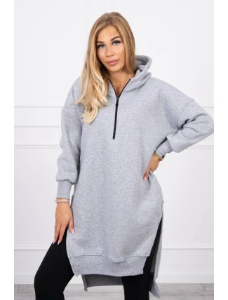 Zateplená mikina s bočními rozparky šedá Zateplená mikina s bočními rozparky šedá