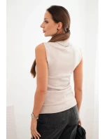 Dámská viskózová bezrukávová blůza s rolákem béžová
