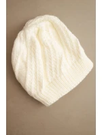 Dámská zimní čepice z vlny K441 ecru