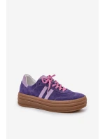 Zazoo N1068S4 Dámské semišové sneakersy na platformě tmavě fialové