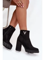 Dámské zimní boty na podpatku s ozdobným detailem černé Briella