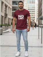 Pánské bavlněné tričko s potiskem No limit maroon FashionStreet NX0129R