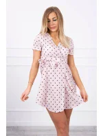 Pudrově růžové puntíkované šaty