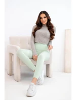 Dámské legíny s vysokým pasem a elastickým pasem mátové