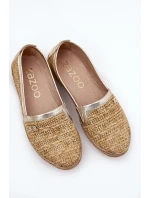 Elegantní Kožené Espadrilky S Pletením Béžovo-Zlaté Zazoo 10178 Elegantní Kožené Espadrilky S Pletením Béžovo-Zlaté Zazoo 10178