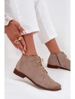 Semišové kotníkové boty na plochém podpatku Cappuccino Zazoo 4078 Semišové kotníkové boty na plochém podpatku Cappuccino Zazoo 4078