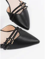 Pěkné  lodičky černé dámské na jehlovém podpatku