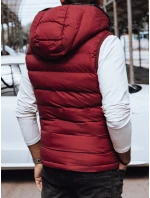 Pánská prošívaná vesta s kapucí červená FashionStreet TX4742 Pánská prošívaná vesta s kapucí červená FashionStreet TX4742