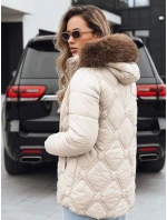 Dámská zimní bunda s kožešinou ecru FashionStreet TY5513