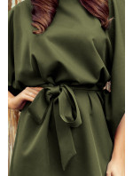 SOFIA - Dámské motýlkové šaty v khaki barvě 287-13