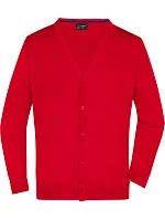 Daiber JN 661 Pánský pletený cardigan s výstřihem do V 02.0661 red Daiber JN 661 Pánský pletený cardigan s výstřihem do V 02.0661 red