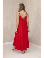 Mušelínové šaty na ramínka červený