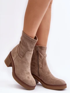 Dámské kotníčkové boty na podpatku béžové Argastis