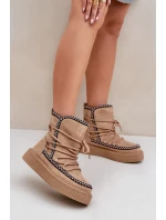 Dámské Sněhule S Výšivkou Na Platformě Hnědé Naleris