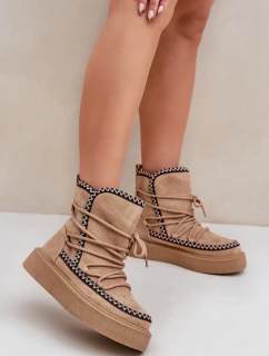 Dámské Sněhule S Výšivkou Na Platformě Hnědé Naleris