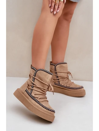 Dámské Sněhule S Výšivkou Na Platformě Hnědé Naleris Dámské Sněhule S Výšivkou Na Platformě Hnědé Naleris