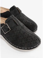 Pohodlné  nazouváky černé dámské na plochém podpatku