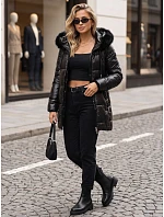 Dámská zimní prošívaná bunda s kapucí, černá, FashionStreet TY5755 Dámská zimní prošívaná bunda s kapucí, černá, FashionStreet TY5755