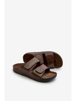 Pohodlné pánské žabky s suchými zipy Inblu FM00001U tmavě hnědé