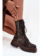 Dámské Kožené Workery Work Shoes Maciejka 06203-32 Hnědo Zlato