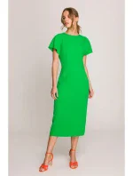 S398 Tužkové šaty s rozparkem na boku - zelené