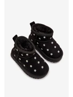 Dětské sněhule s květinovým motivem Gracina – černé