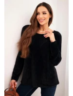 Dámský svetr z měkké pleteniny s kulatým výstřihem černý Dámský svetr z měkké pleteniny s kulatým výstřihem černý