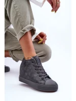 Dámské Kožené Tenisky Na Koturnu Big Star MM274005 Šedé