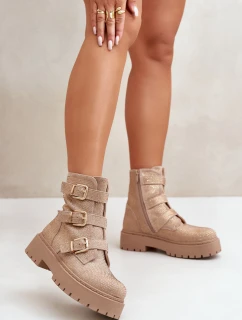 Zateplené dámské boty se zdobením béžové Ciascia