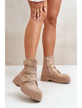 Zateplené dámské boty se zdobením béžové Ciascia