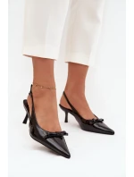 Lakované lodičky na jehle s mašlí Černé Olvena