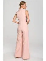 M702 Overal bez rukávů s límečkem - pudrová