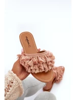 Dámské ploché pantofle s třásněmi, špinavě růžová Rialle Dámské ploché pantofle s třásněmi, špinavě růžová Rialle