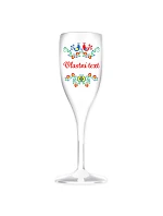 Personalizovaná bílá nerozbitná prosecco sklenice s folklórním vzorem Personalizovaná bílá nerozbitná prosecco sklenice s folklórním vzorem