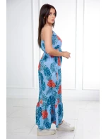 Šaty s motivem listů v modré barvě Šaty s motivem listů v modré barvě