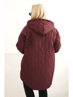 Dámská bunda Plus Size prošívaná s kapucí a nápisem HOPE švestková