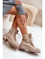 Zateplené botky traperky na zip z eko kůže béžové Willatta