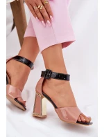 Lakované Dámské Sandály Na Podpatku Vinceza 20266 Růžové
