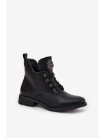 Nízké Dámské Boty Na Plochém Podpatku S Ozdobným Detalem Zateplené Černé Cylira