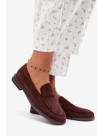 Dámské mokasíny Loafersy z eko semiše čokoládové Laisie Dámské mokasíny Loafersy z eko semiše čokoládové Laisie